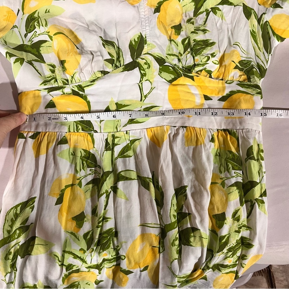 LOFT Lemon Print Mini Dress - Yellow and Green sz 12 - Picture 13 of 14